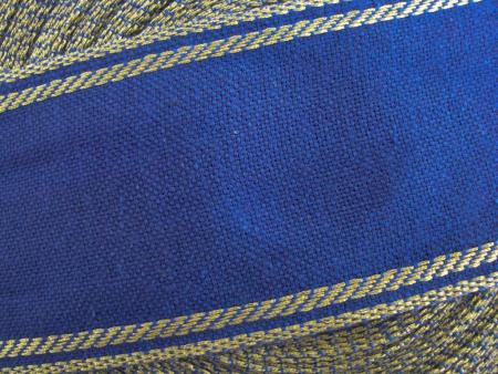 1m Leinen-Stickband in königs-blau mit Gold-Kante - 6,8cm