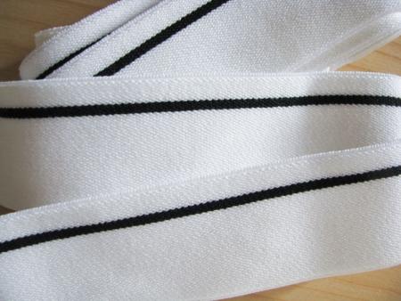 4m Bundgummi 30mm breit, in rein-weiß Fb2000, schwarzer Streifen