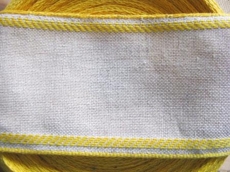 1m Leinen-Stickband in natur-leinen mit Kante in gelb - 8,2cm
