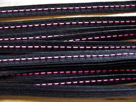 6m Zier-Gummi in schwarz Fb4000...pink - 8mm