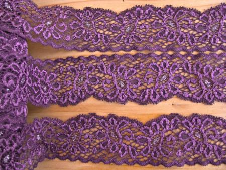 2m elastische Duo-Spitze in purple-violett Fb0040....silber