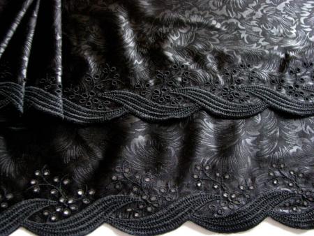 2m gegengleiche Dessous-"Lycra"-Spitze bestickt in schwarz Fb4000 - 15cm /Stickbreite 5,5cm