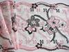 1m Stickerei-Spitze in rein-weiß, bestickt in schwarz und rosa - 18,5cm
