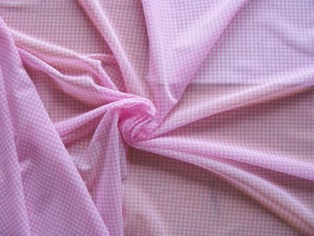1 Cupon/1,5m x 1,2m  bi-elastischer Wäschetüll rosa/weiß karriert