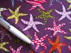 1m bi-elastische Microfaser/Lycra "Colorful Starfish" -1,50m