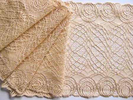 1m elastische Spitze in sahara-gold/goldiges beige Fb1163 -16,5cm