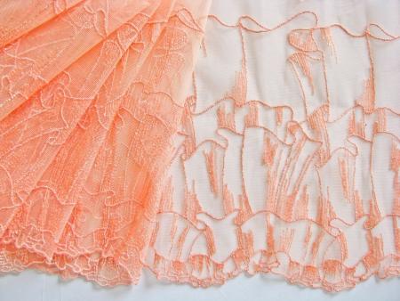 1m elast., bestickte Spitze"Peach blossom" Fb0076 -  18cm / Stickbreite 16cm