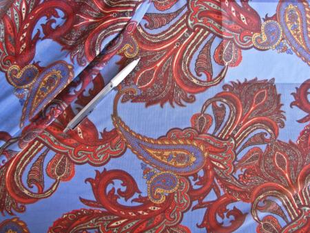 1m bi-elastischer Wäschetüll "Blue Paisley" - 1,50m