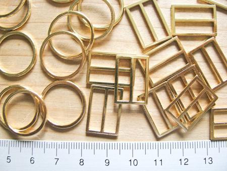 4 Schieber und 4 Ringe Metall in gold, nickelfrei - 16mm