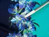 1m bi-elastische Microfaser/Lycra "Blue Power-Flower" - 1.50m