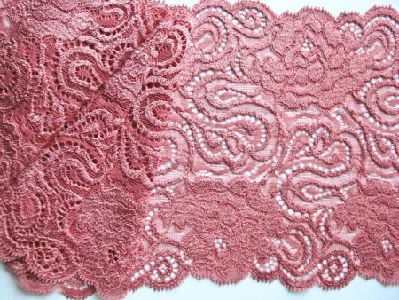1m elastische Spitze in garnet/Richtung rosè Fb0628 - 16,5cm