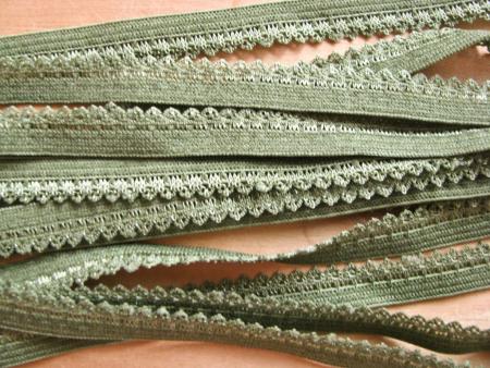 6m Schmuck-Wäschegummi in esche/Richtung waldgrün Fb1210 - 9mm inkl. Schmuckkante