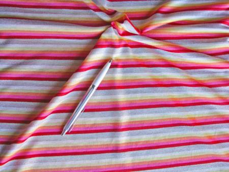 1m bi-elastischer Viskose-Jersey - bunte Querstreifen und Lurex - 1,80m