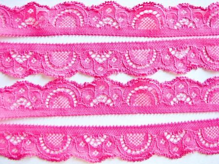 2m elastische Abschluss-Spitze in pink/lip-stick Fb1420 - 2,1cm