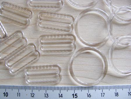 4 Schieber und 4 Ringe klar/transparent - 18mm