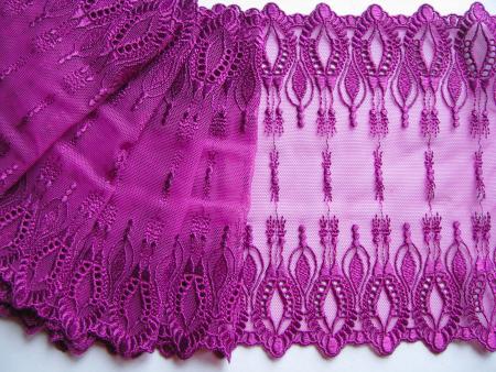 1m elastische, bestickte Spitze in magenta Fb1059 -  19,5cm