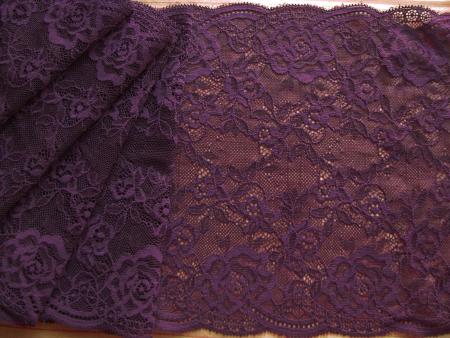 1m elastische XL-Spitze in dunkler brombeere Fb0158 - 22cm