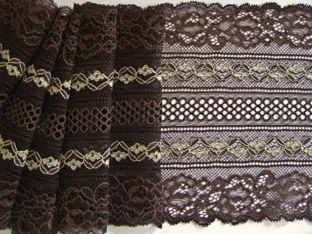 1m elastische Spitze in sacherbraun Fb0428... -16cm