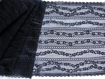 1m elastische XL-Spitze in schwarz Fb4000 - 23,5cm