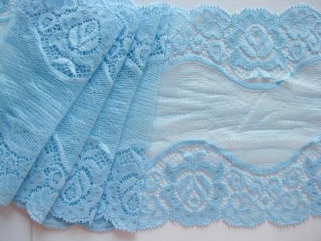 1m elastische Spitze in kräftigem baby-blau Fb0818 - 15cm
