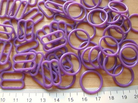 4 Schieber und 4 Ringe in rot-violett Fb0056- 16mm