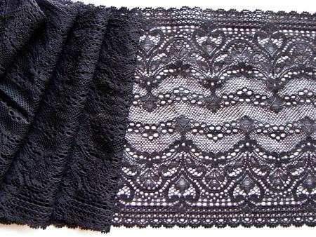 1m elastische Spitze "Herzchen" in schwarz Fb4000 -16cm