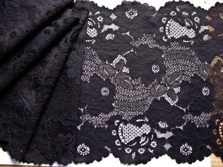 1m elastische XL-Spitze in schwarz Fb4000 - 23,5cm