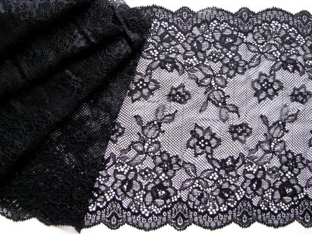 1m elastische XL-Spitze in schwarz Fb4000 - 21cm