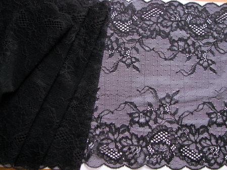 1m elastische XL-Spitze in schwarz Fb4000 - 24cm