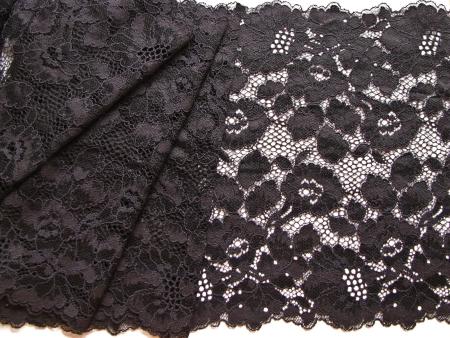 1m elastische XL-Spitze in schwarz Fb4000 - 23,5cm