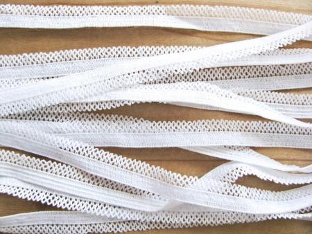 6m Schmuck-Wäschegummi in rein-weiß Fb2000 - 10mm inkl. Schmuckkante