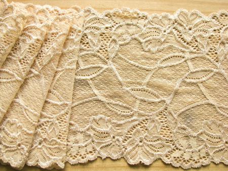 1m elastische Spitze in sahara-gold/goldiges beige Fb1163 -  14,5cm