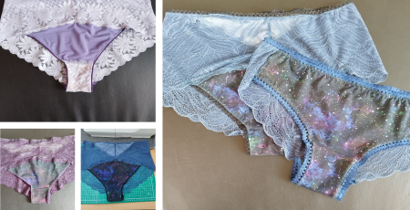 Diverse Slips aus zarter Spitze kombiniert...