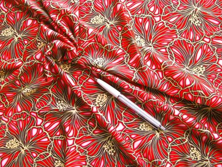 1m bi-elastische Microfaser/Lycra "Golden Hibiskus" - 1,40m