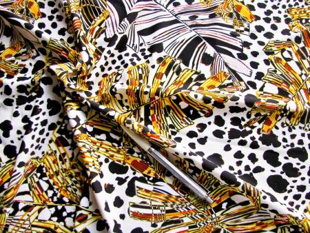 1m bi-elastische Microfaser/Lycra "Palm leaves" - 1,45m