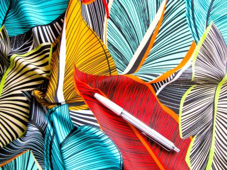 1m bi-elastische Microfaser "Meadow of leaves" - 1,40m