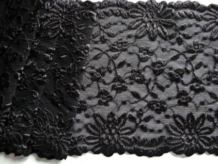 1m elastische Spitze in schwarz Fb4000 - 14,5cm