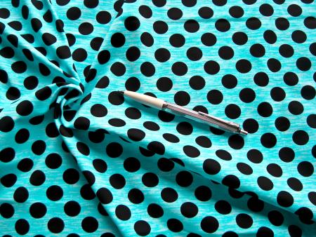 1m bi-elastische Microfaser/Lycra "Turquoise dots" - 1,40m