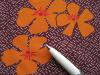 1m bi-elastische Microfaser/Lycra "Orange Flowers" - 1,40m