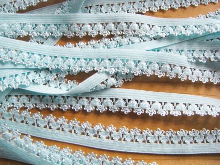 6m Schmuck-Wäschegummi in hell-blau Fb0818 - 13mm inkl. Schmuckkante