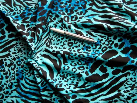 1m bi-elastische Microfaser/Lycra "Blue-Animal" - 1,40m