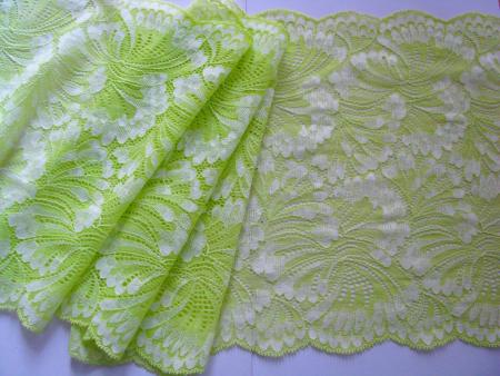 1m elastische XL-Spitze "Fächer/Fan-Lace" in lime/green Fb1145- 23,5cm