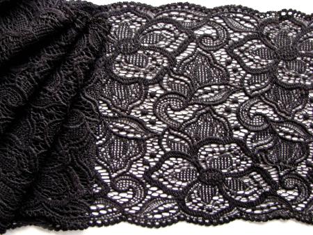 1m elastische Spitze in schwarz Fb4000 -18,5cm