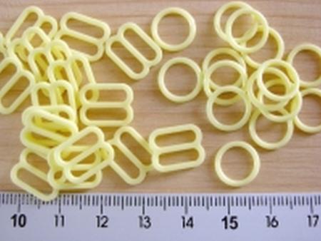 4 Schieber und 4 Ringe in zitronen-gelb Fbß113  - 10mm