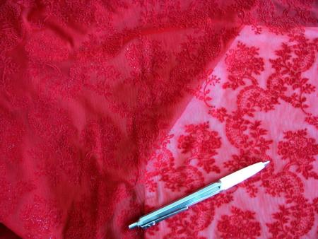 1m elastischer All-Over-Spitze/Spitzenstoff in dunklem kirsch-rot Fb0105 - 1,50m