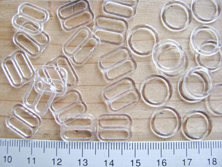 4 Schieber und 4 Ringe in klar/transparent - 10mm