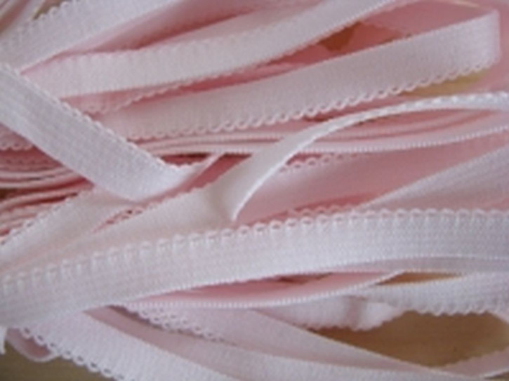 6m Wäschegummi in zart-rosa Fb0082 -  7mm inkl. Schlaufenkante