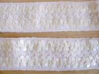 1m elastische Pailletten-Borte in weiß