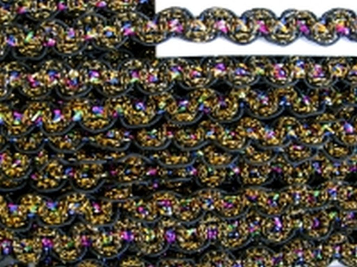 5m Zier-Borte mit Lurexfäden in schwarz - 1cm