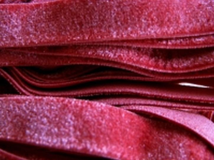6m Samtband elastisch in dunklem kirsch-rot Fb0105 - 12mm